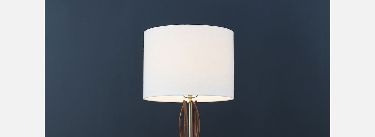 Mid-Century Sculpted Walnut Base with Brass Accent Table Lamp
