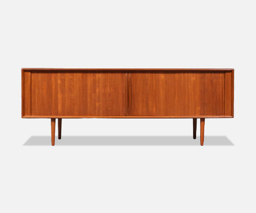 Bernhard Pedersen Danish Modern Tambour-Door Teak Credenza