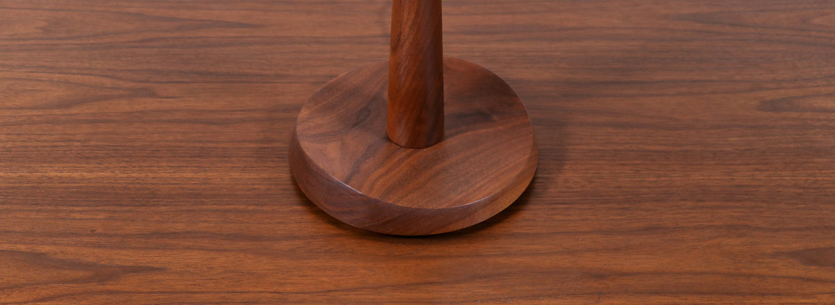 Mid-Century Modern Walnut & Brass Accent Table Lamp by Laurel