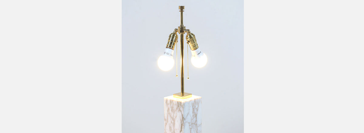 Mid-Century Modern Italian Calacatta Marble Table Lamps