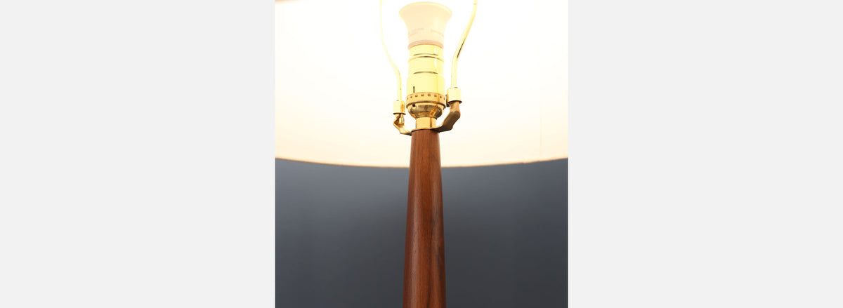 Laurel Sculpted Walnut Floor Lamp with Magazine Holder