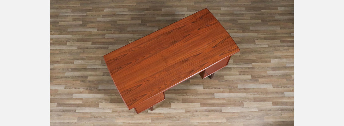 Danish Modern Floating Top Teak Desk w/ Bookcase