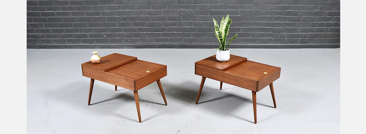 Californian Modern Side Tables w/ Storage Compartments by John Keal