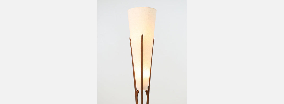 John Keal Sculpted Trident-Style Floor Lamp for Modeline