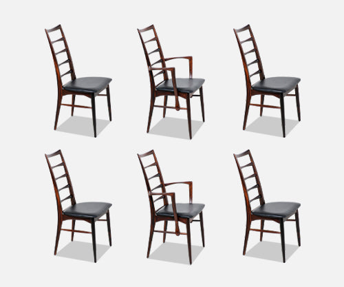 Niels Koefoed "Lis" Brazilian Rosewood & Leather Dining Chairs 