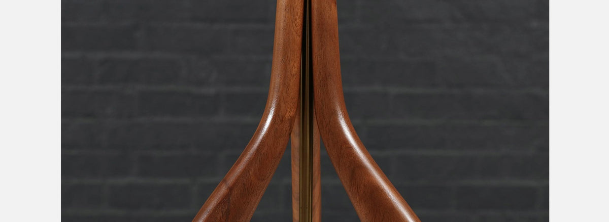 David Shreve Sculpted Walnut & Brass Table Lamp for V.H. Woolums