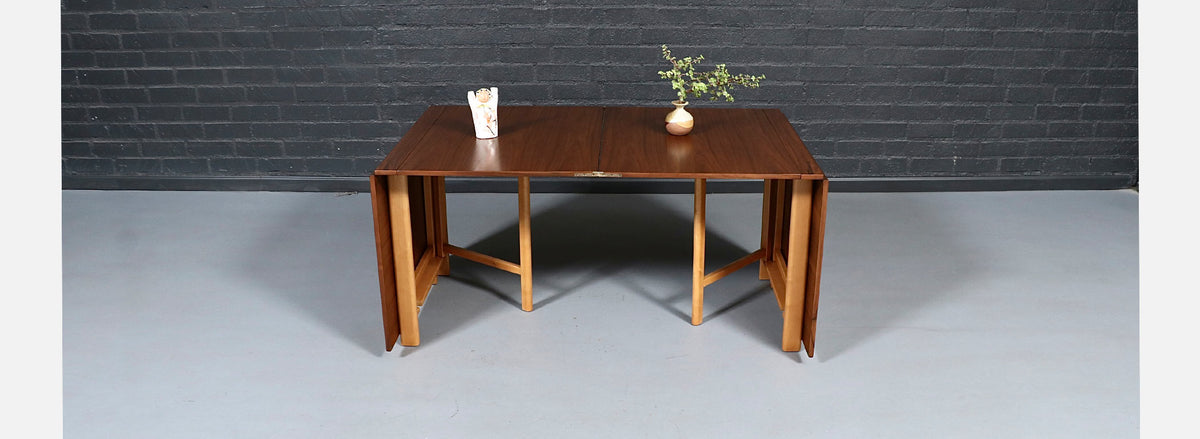 Bruno Mathsson "Maria Flap" Walnut & Beech Dining Table for Karl Mathsson