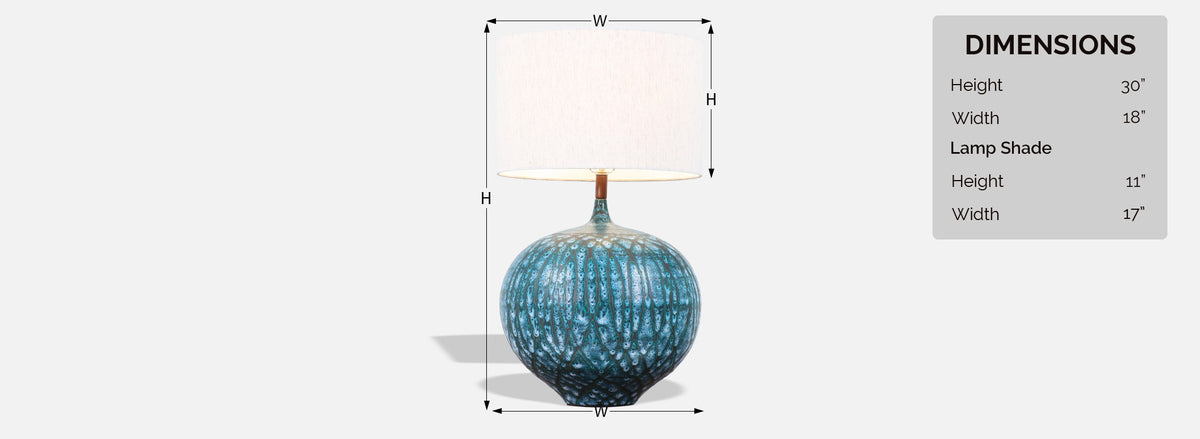 Mid-Century Modern Turquoise Glaze Ceramic Table Lamp