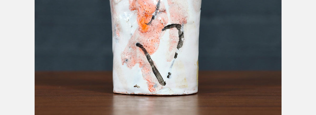 Mid Century Glazed Ceramic Abstract Figure / Candle Holder