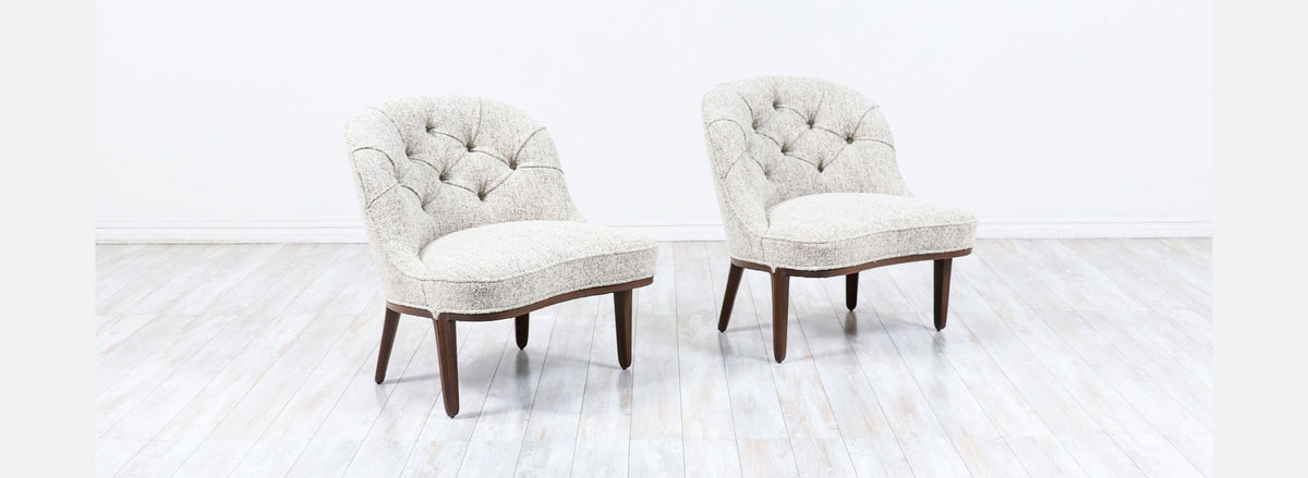 Edward J. Wormley "Janus" Boucle Slipper Chairs for Dunbar