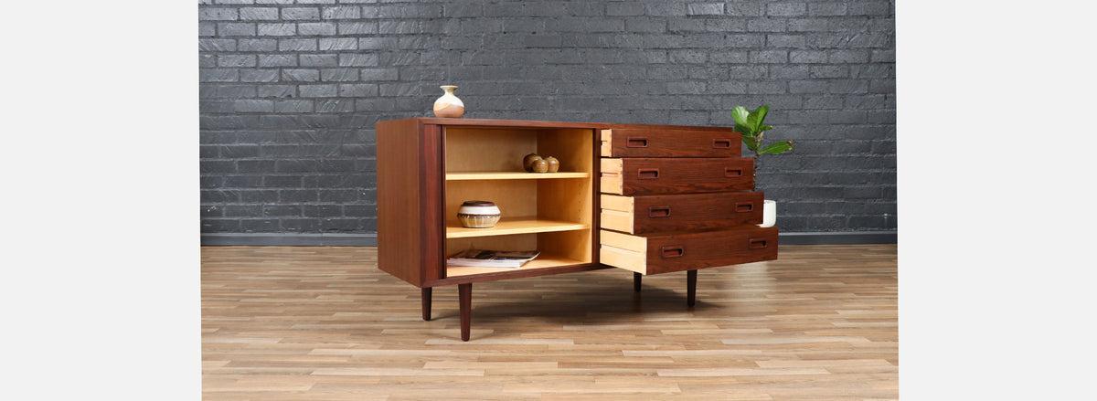 Carlo Jensen Tambour-Door Rosewood Credenza for Hundevad 