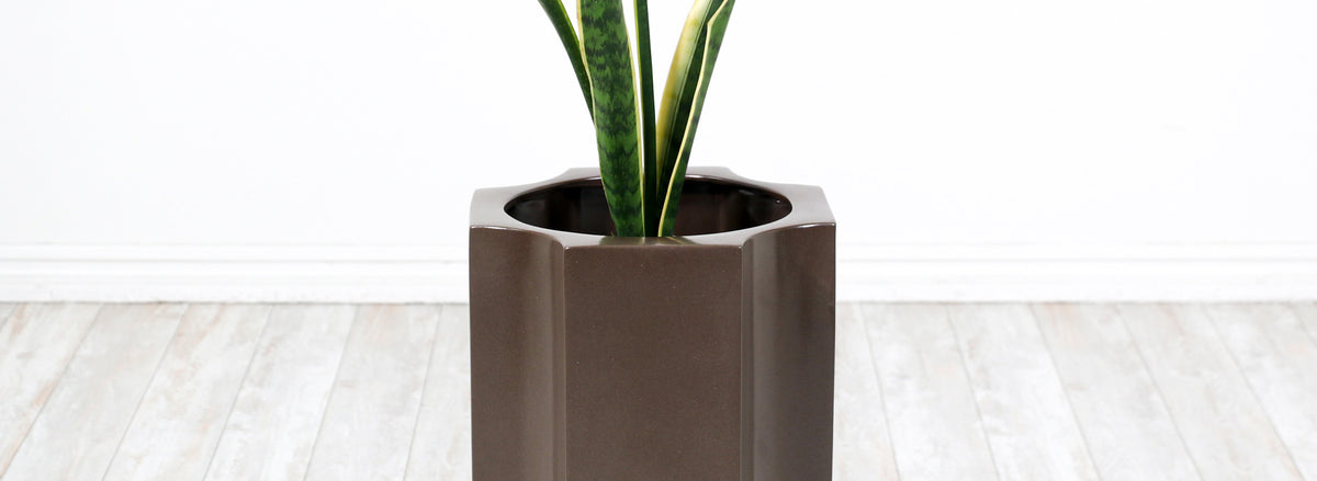 David Cressey Sculpted Geometric Brown Planter for Architectural Pottery