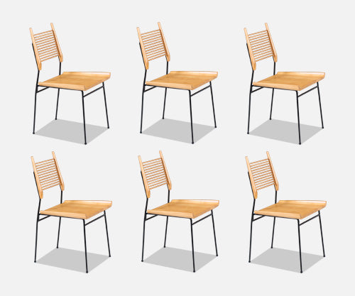 Paul McCobb "Planner Group" Iron & Maple Dining Chairs for Winchendon Furniture