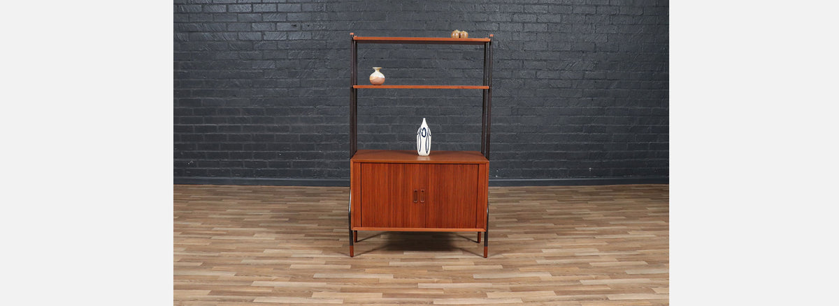 Danish Modern Tambour-Door Bookshelf by Lyby Mobler 