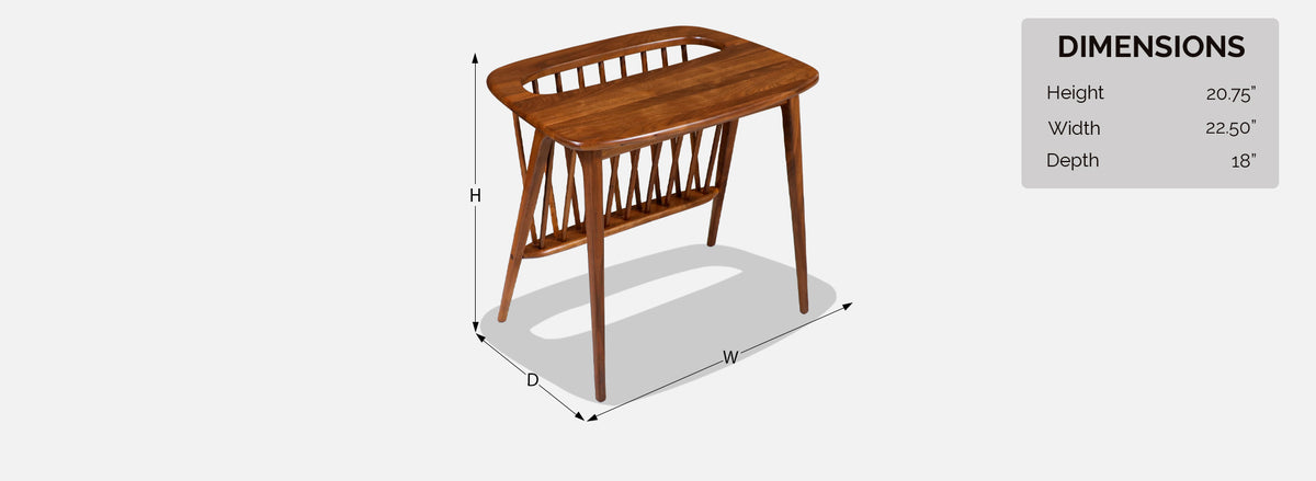 Arthur Umanoff Sculpted Walnut Side Table with Magazine Rack for Washington Woodcraft