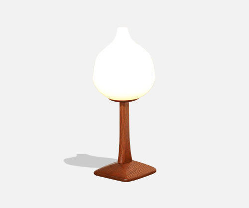Uno & Östen Kristiansson Sculpted Oak & Frosted Glass Table Lamp for Luxus