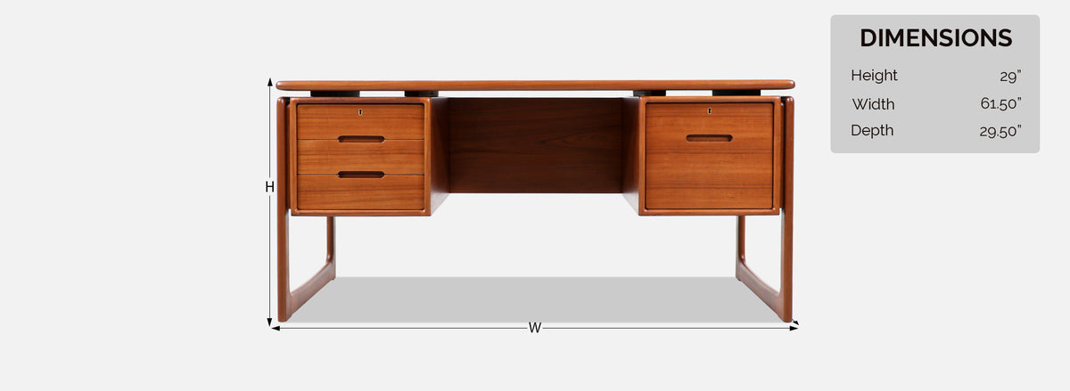Danish Modern Floating-Top Teak Desk with Bookcase by Dyrlund