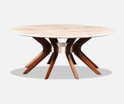 Broyhill "Brasilia "Cathedral Coffee Table w/ Roman Travertine Top