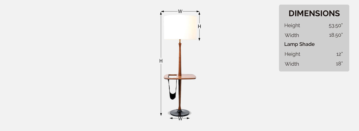 Mid-Century Modern Floor Lamp with Leather Magazine Holder by Laurel Lamp Co.
