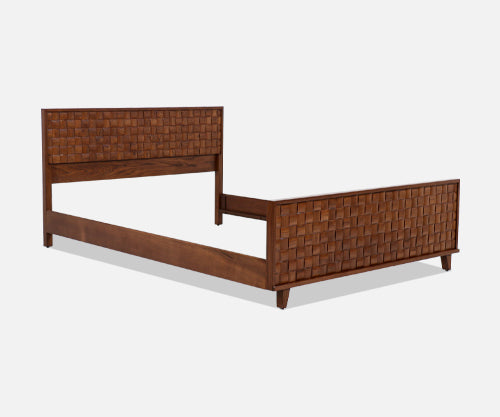 Paul Laszlo "Basket Weave" Full-Size Bed Frame for Brown Saltman