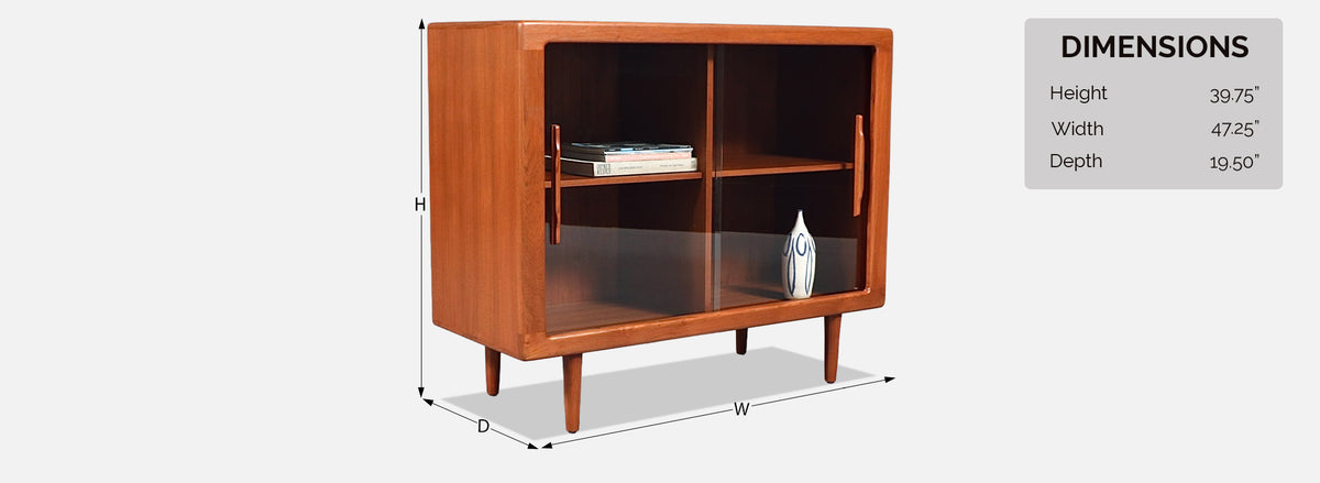 Bernhard Pedersen and Son Teak & Glass Bookcase Credenza