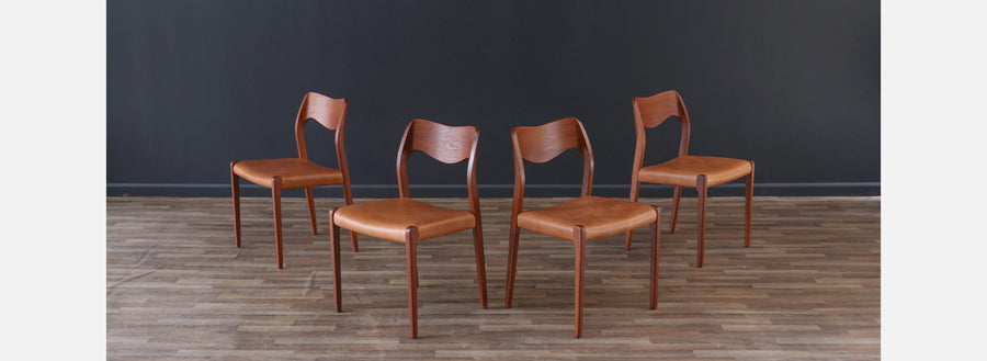 Arne Hovmand-Olsen Model-71 Teak & Leather Dining Chairs