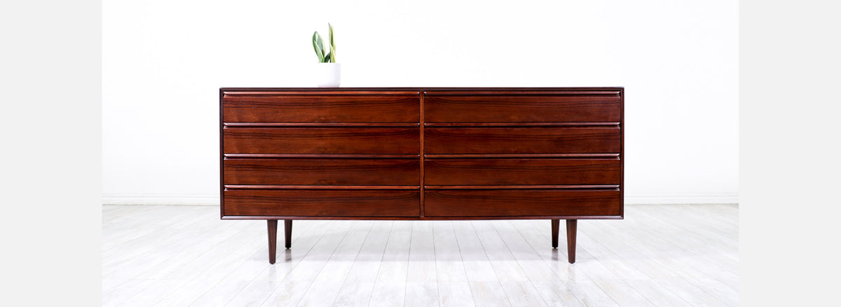 Scandinavian Modern Rosewood 8-Drawer Dresser by Westnofa