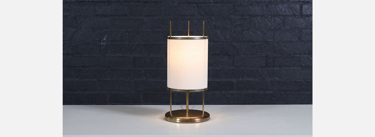 Mid-Century Modern Trident Column Style Brass Table Lamp