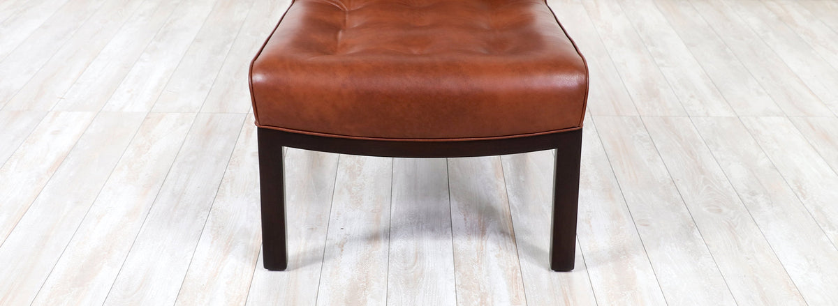Edward J. Wormley Cognac Leather Slipper Chairs for Dunbar