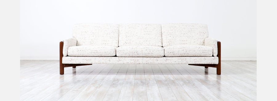 Adrian Pearsall Leather & Tweed Sofa for Craft Associates 