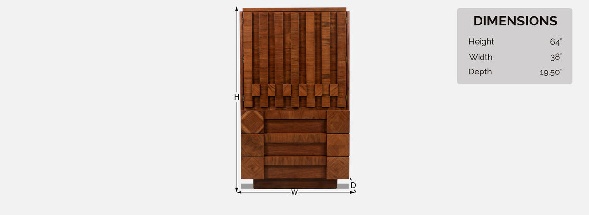 Mid-Century Modern "Stacatto" Geometric Highboy by Lane Furniture Co.
