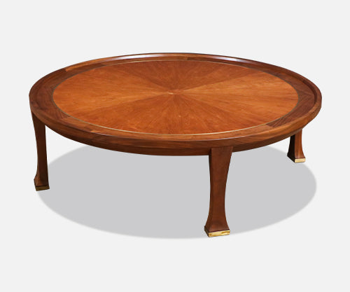 Michael Taylor Teak & Walnut Coffee Table w/ Brass Accents for Baker