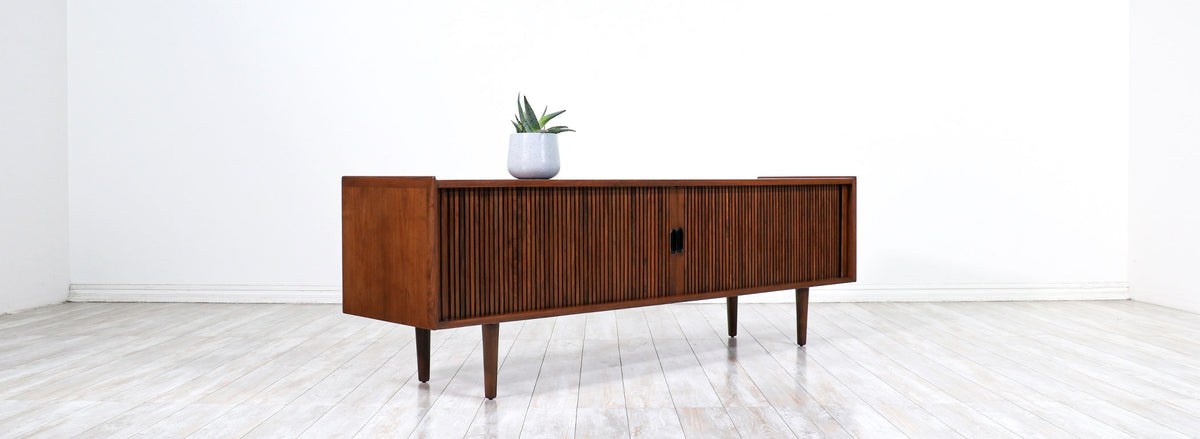 Mid-Century Modern Tambour-Door Credenza by Merton L. Gershun