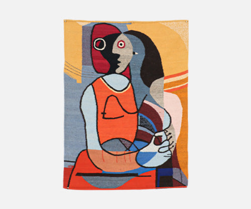 Mid-Century Modernist Picasso Cubist Style Wall Hanging Tapestry Art21