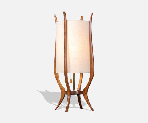 Mid-Century Modern Sculpted Walnut Table Lamp by Modeline 