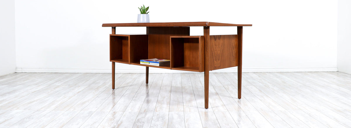 Danish Modern Executive Desk with Floating-Top by Peter Lovig Nielsen