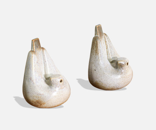 Mid-Century Modern Turtle-Dove Ceramic Bookends