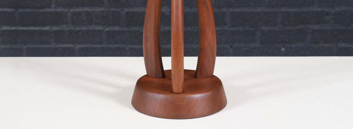 David Shreve Sculpted Walnut Table Lamp for V.H. Woolums