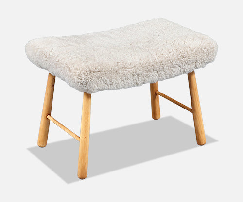 Scandinavian Modern Sheepskin Stool 
