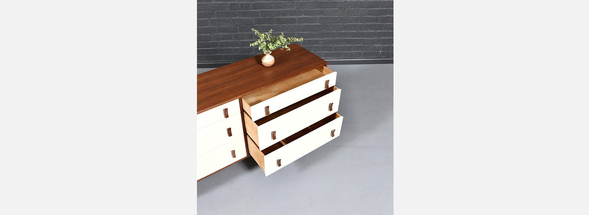 California Modern 6-Drawer Two-Tone Lacquered Dresser by Stanley Young