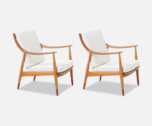 Peter Hvidt & Orla Mølgaard-Nielsen Model FD-146 Teak & Oak Lounge Chairs