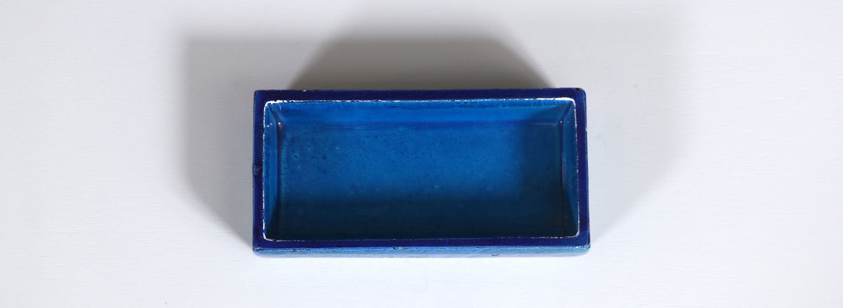 Aldo Londi Blue Glazed Ceramic Floral Lidded Box