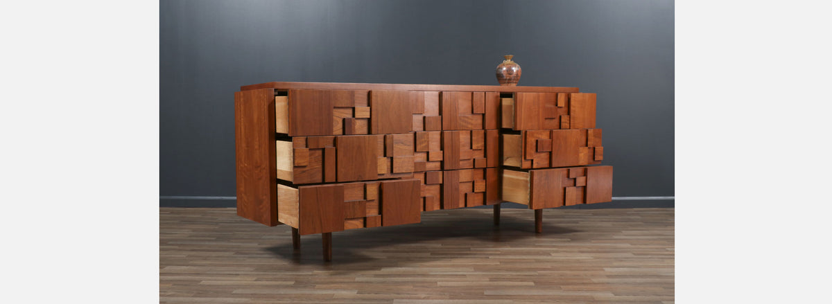 Mid-Century Modern "Staccato" Brutalist Dresser by Lane 