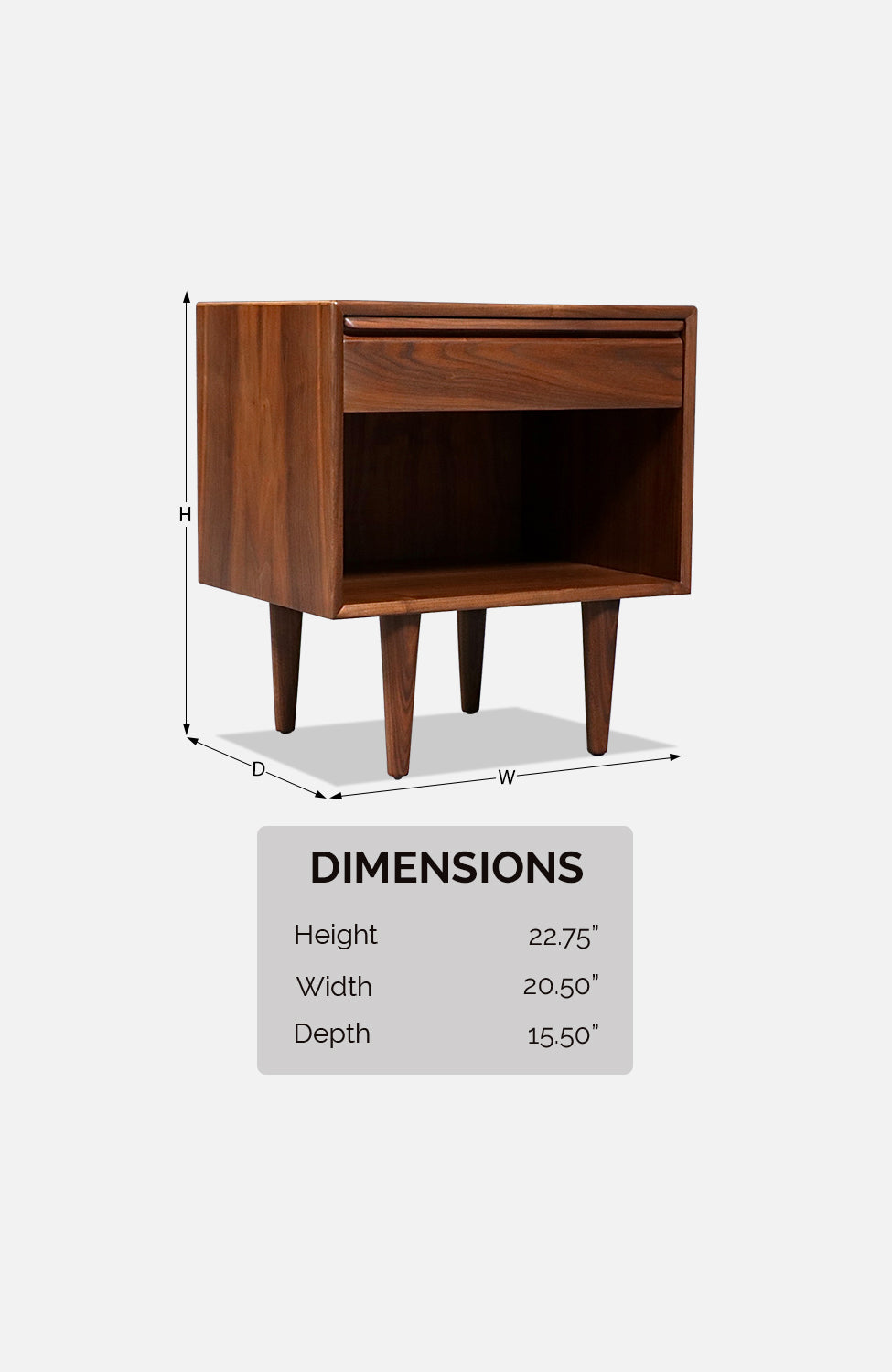 Norwegian Modern Walnut Night Stands w/ Bookcase for Westnofa