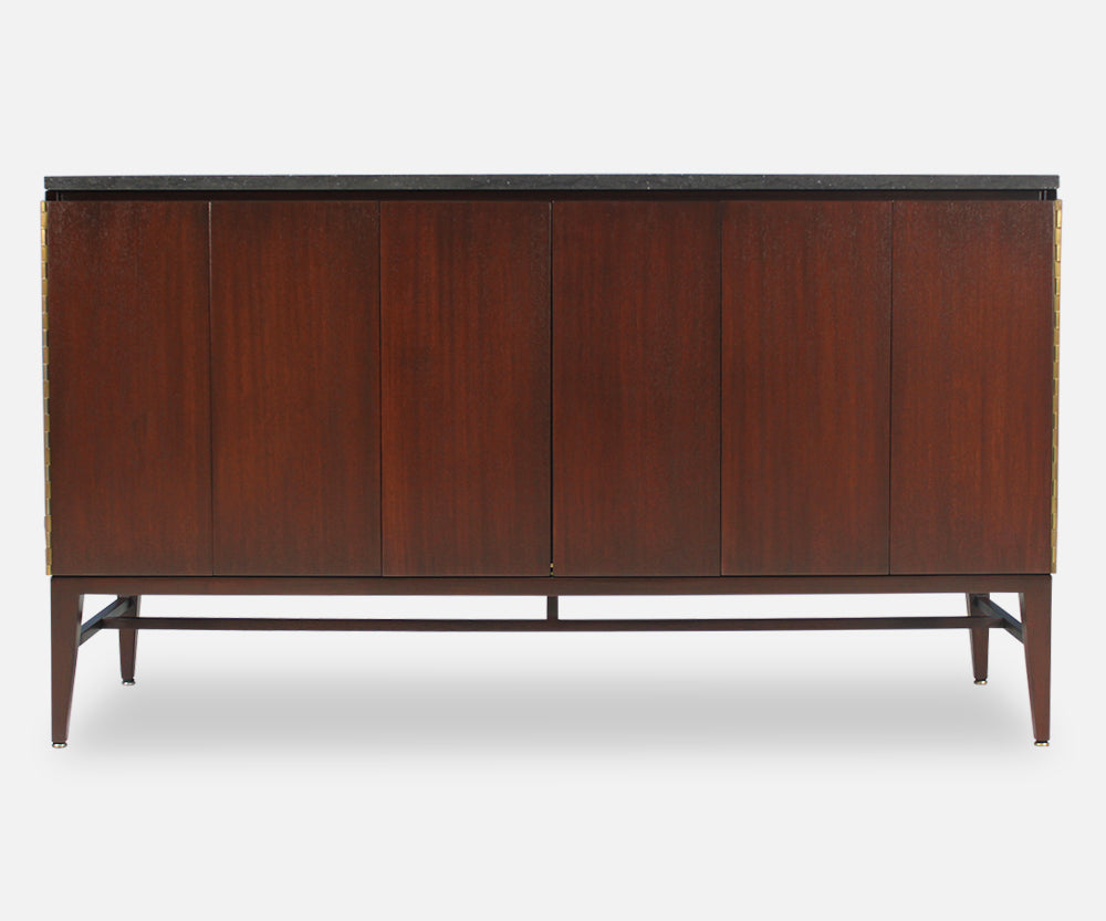 Paul McCobb “Irwin Collection” Credenza with Bi-Folding Doors & Black Marble Top