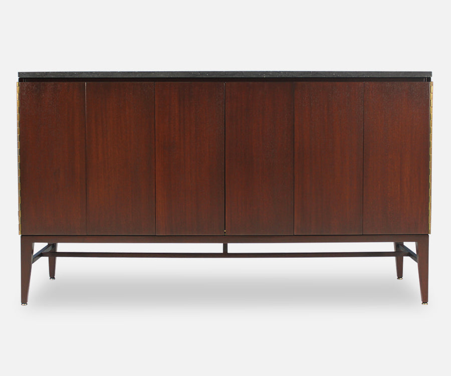 Paul McCobb “Irwin Collection” Credenza with Bi-Folding Doors & Black Marble Top