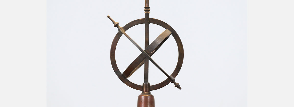 Vintage Bronze Armillary Sphere Table Lamp 