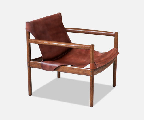 Mid-Century Modern Cognac Leather Safari Chair