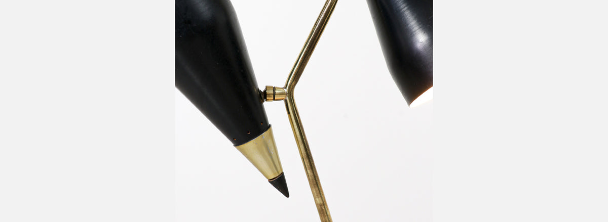 Mid-Century Modern Double-Cone Articulating Brass Table Lamp