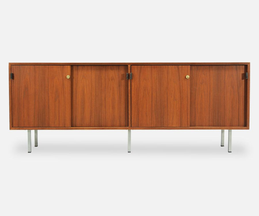Florence Knoll Credenza with Chrome Legs & Leather Pulls